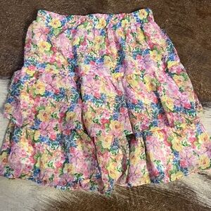 Floral Tiered Ruffle Skirt - Pink Multi